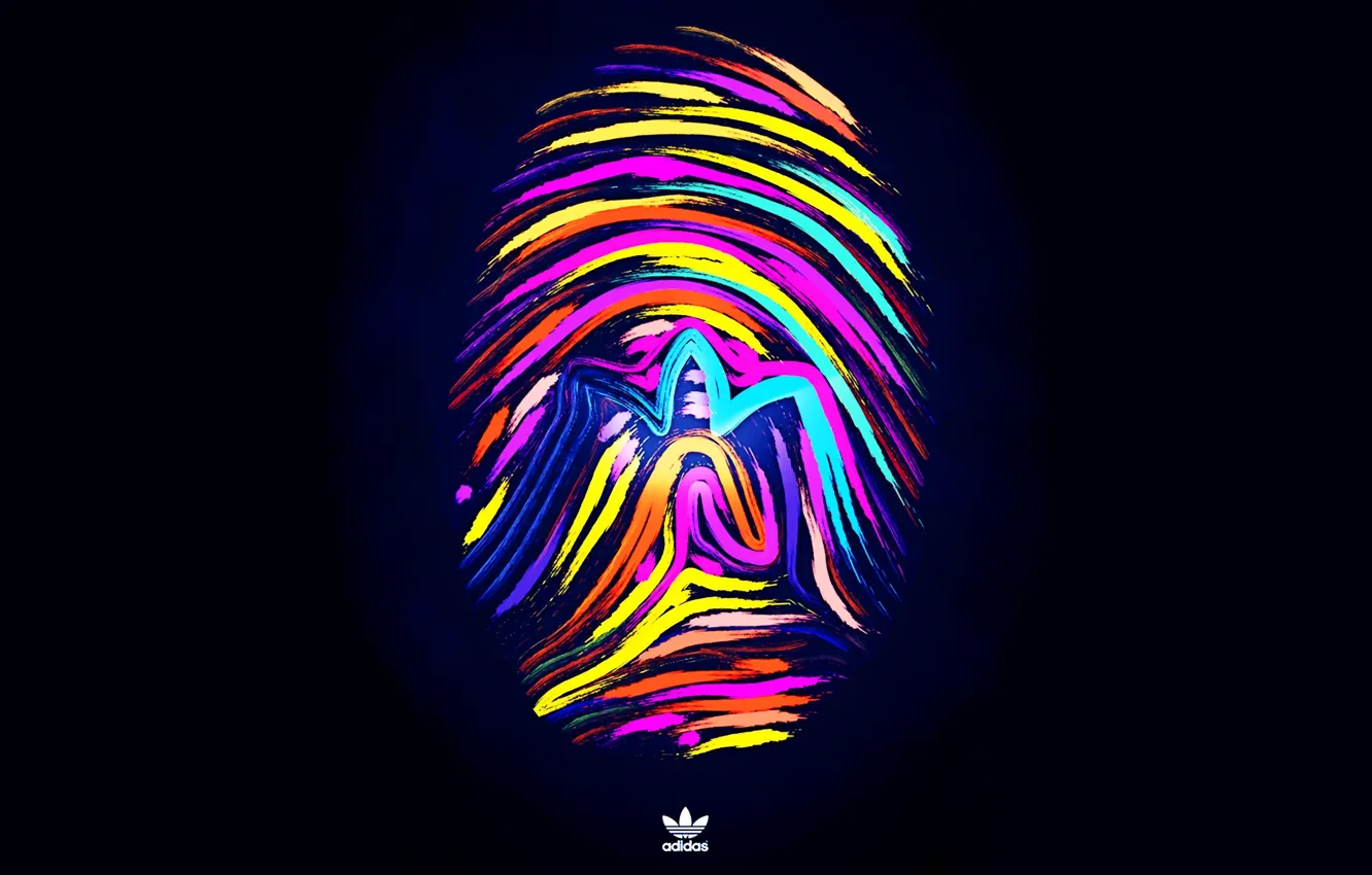 Photo wallpaper logo, logo, adidas, imprint, fon, fingerprint