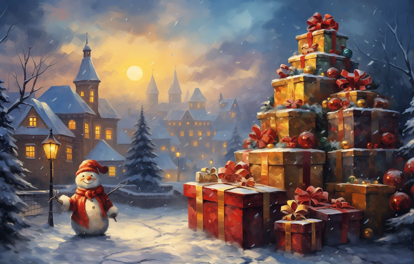 Photo wallpaper new year, Christmas, AI art, neural network