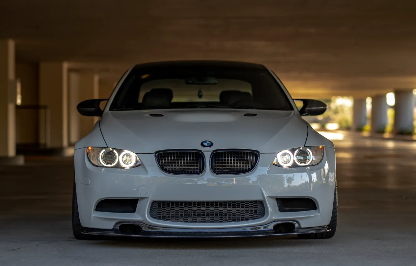 Photo wallpaper BMW, Front, E92, Gray, Face, Sight