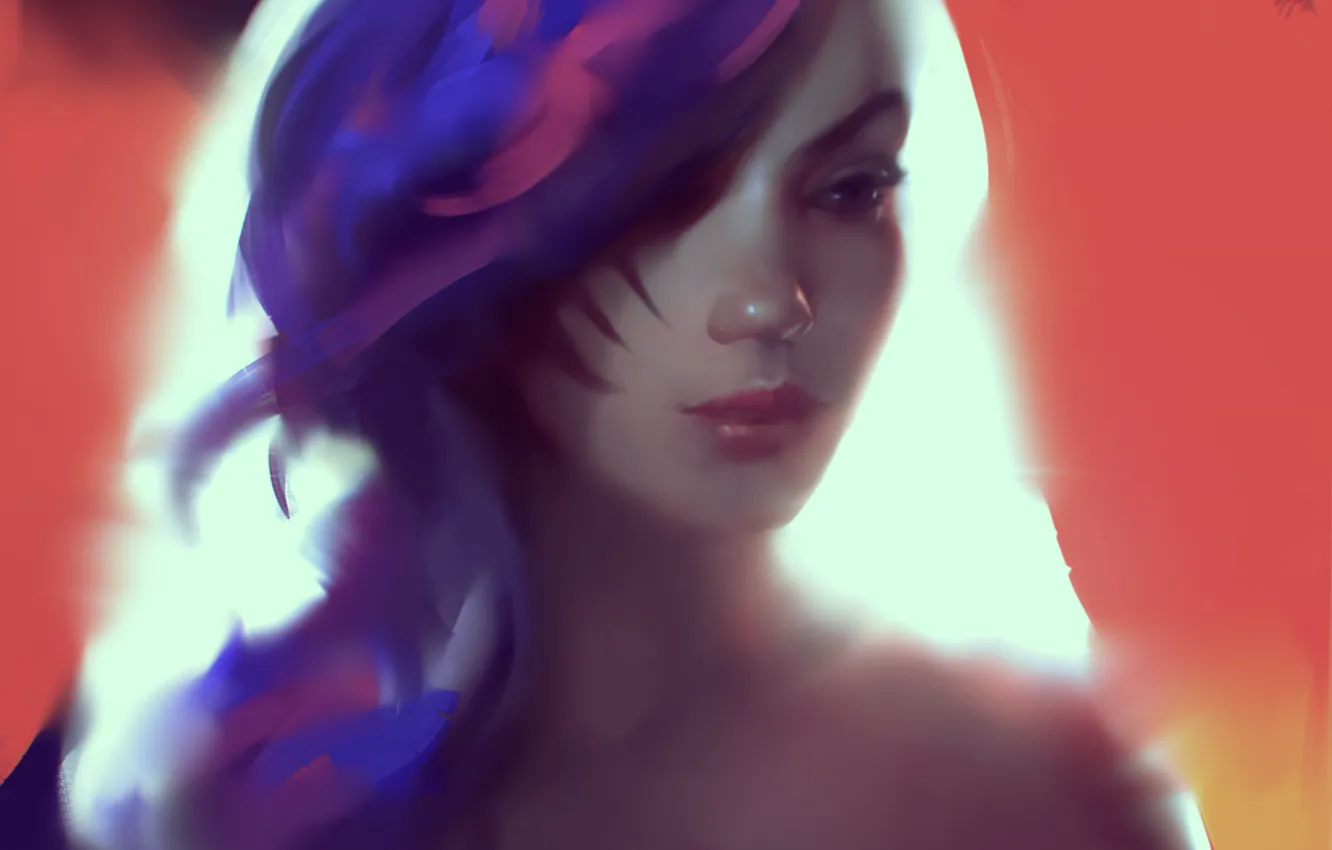 Photo wallpaper girl, face, hair, girl