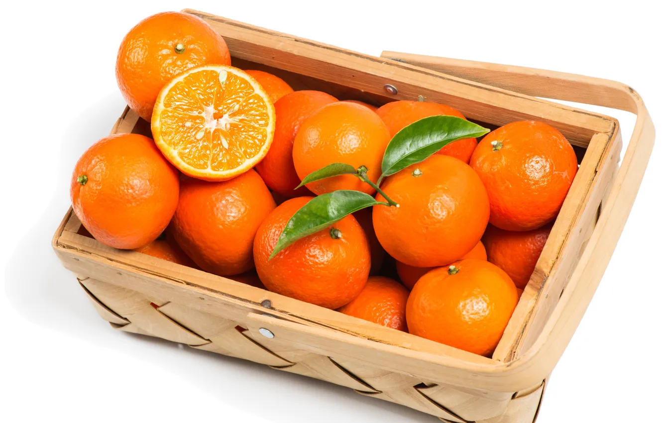 Photo wallpaper citrus, basket, tangerines