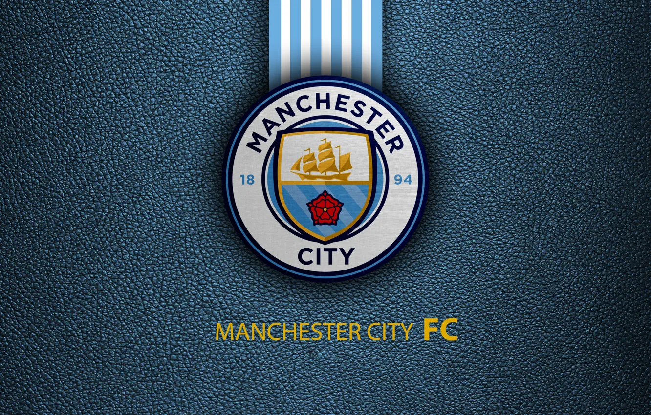 Photo wallpaper Logo, Football, Soccer, Manchester City, Emblem, English Club