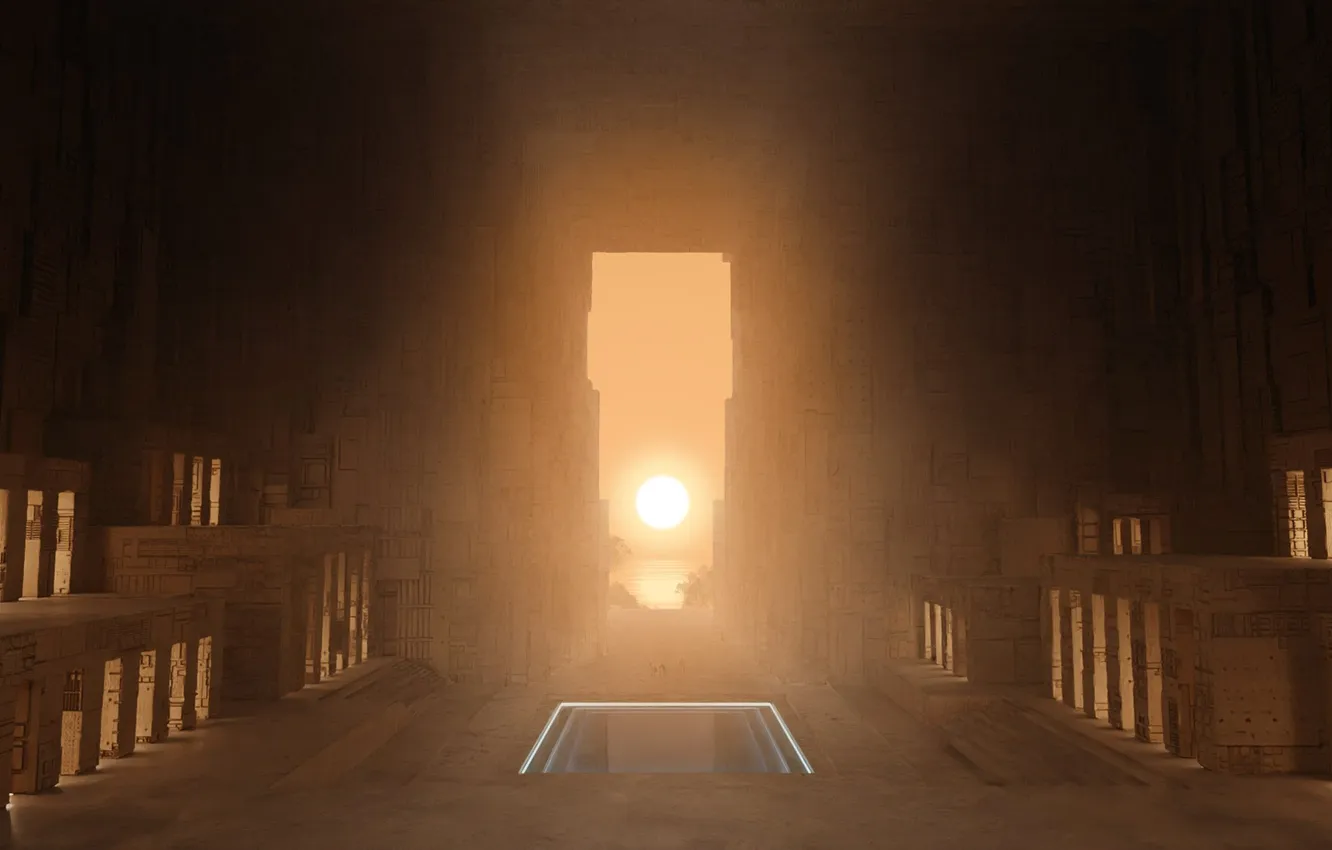 Photo wallpaper sunset, sun, stones, Saudi Arabia, neom, architecture workshop, utamo