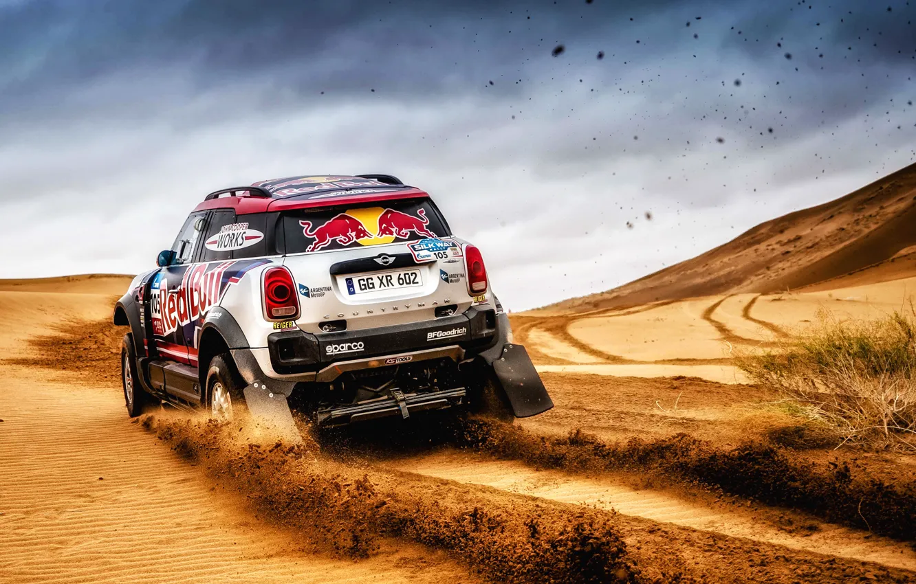Photo wallpaper Sand, Mini, Sport, Desert, Speed, Race, Rally, SUV