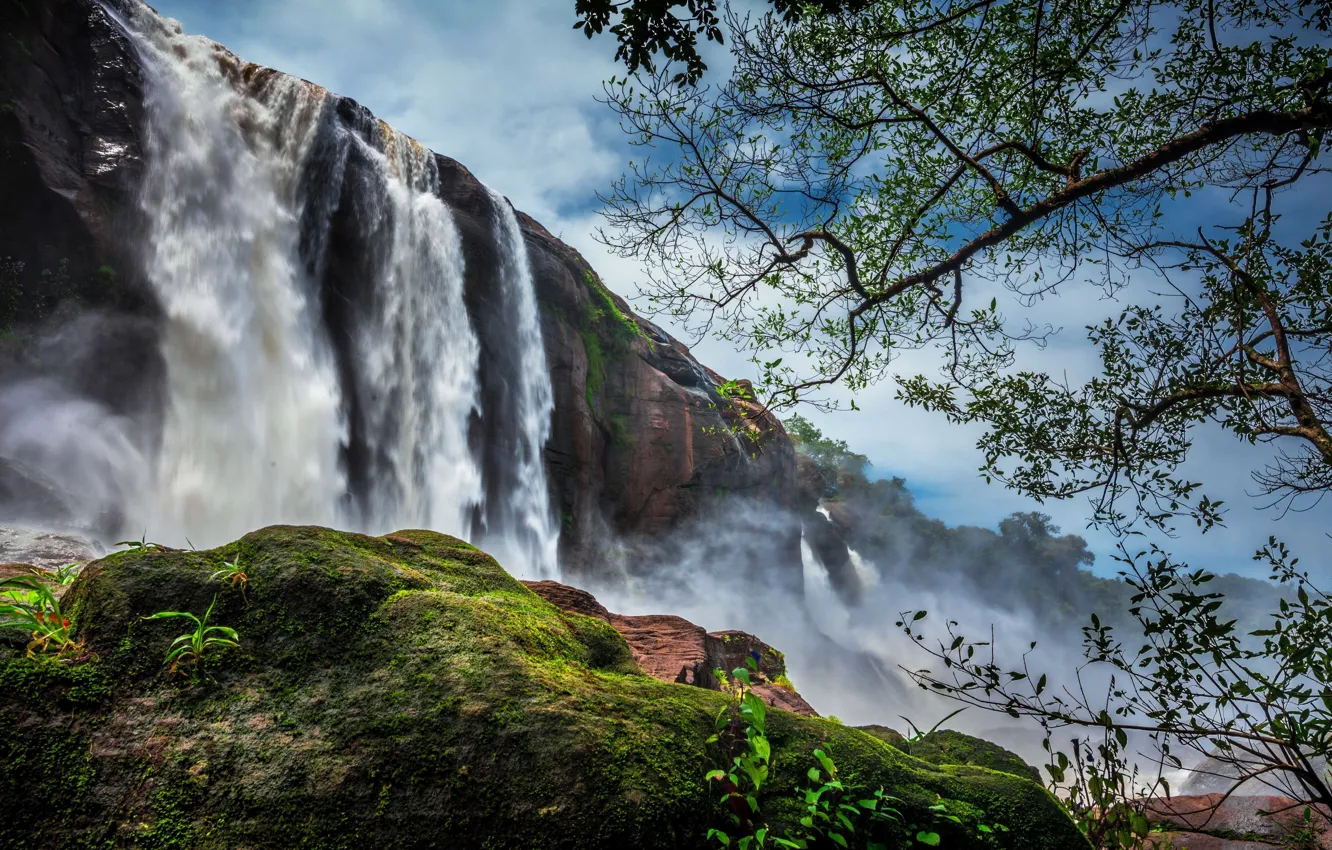 Photo wallpaper India, India, Athirappilly Falls, Athirappilly Waterfall, Chalakudi River, Chalakudy River