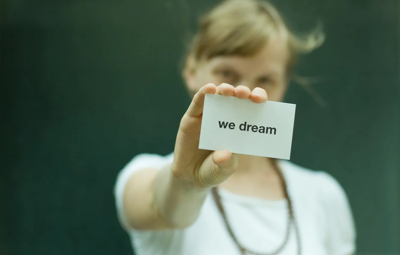 Photo wallpaper leaves, girl, paper, the inscription, we dream