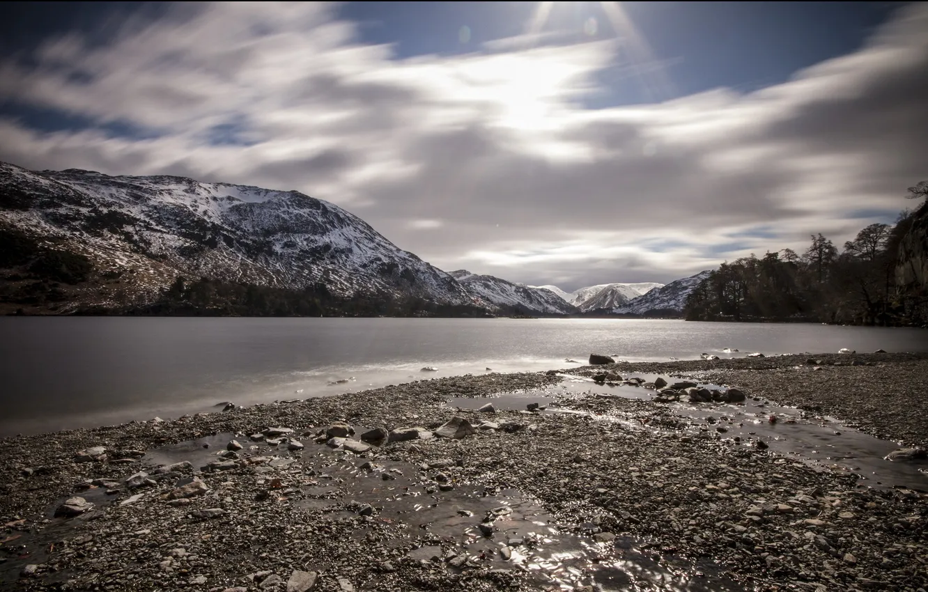 Photo wallpaper landscape, mountains, lake, England, Howtown