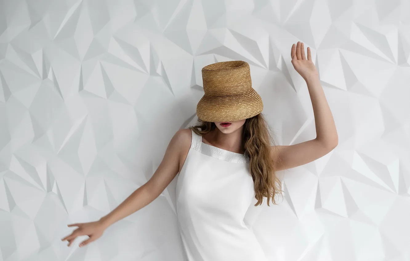 Photo wallpaper girl, background, hat