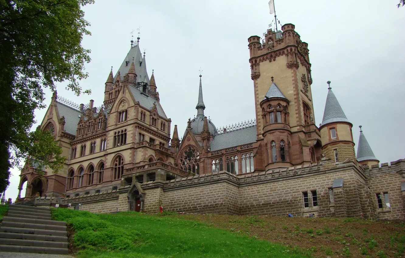 Photo wallpaper grass, the city, photo, castle, Germany, ladder, Dragon castle