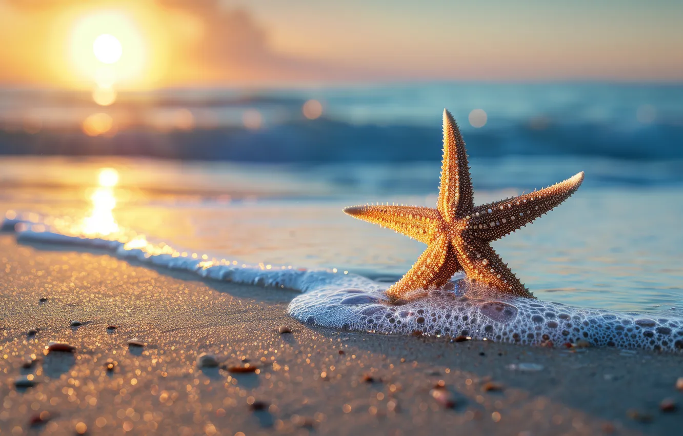 Photo wallpaper sand, sea, beach, summer, the sky, the sun, clouds, light