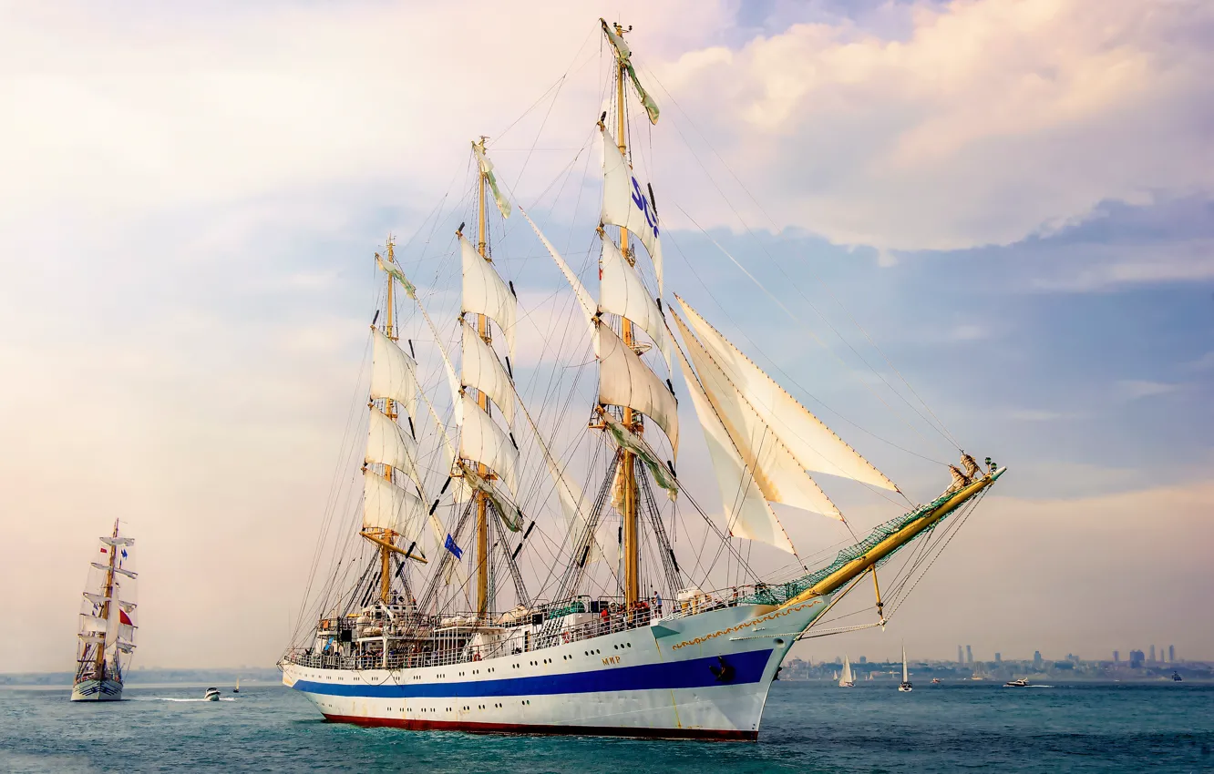 Photo wallpaper sea, ship, sailboat, three-masted, Sailboat WORLD