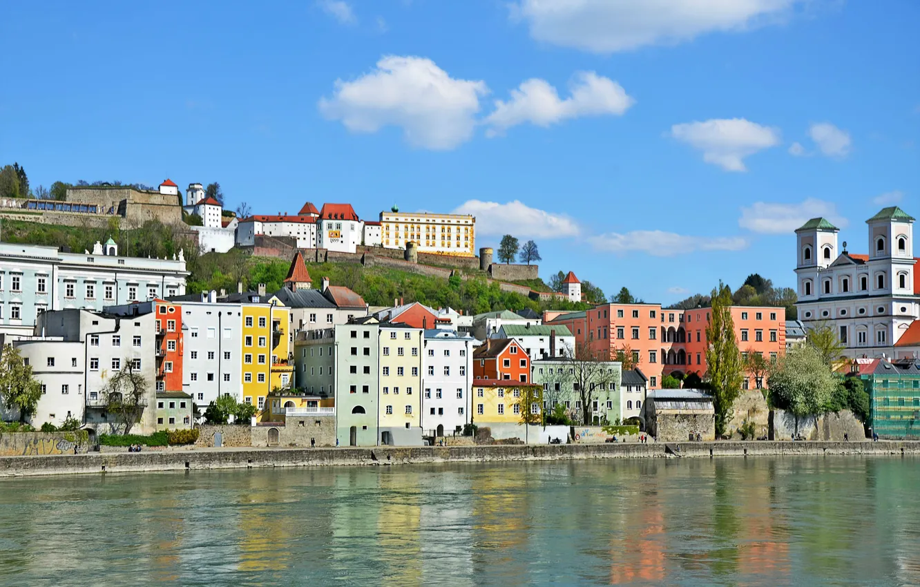 Photo wallpaper Home, Germany, Bayern, Germany, Bavaria, Passau, Passau, River Inn