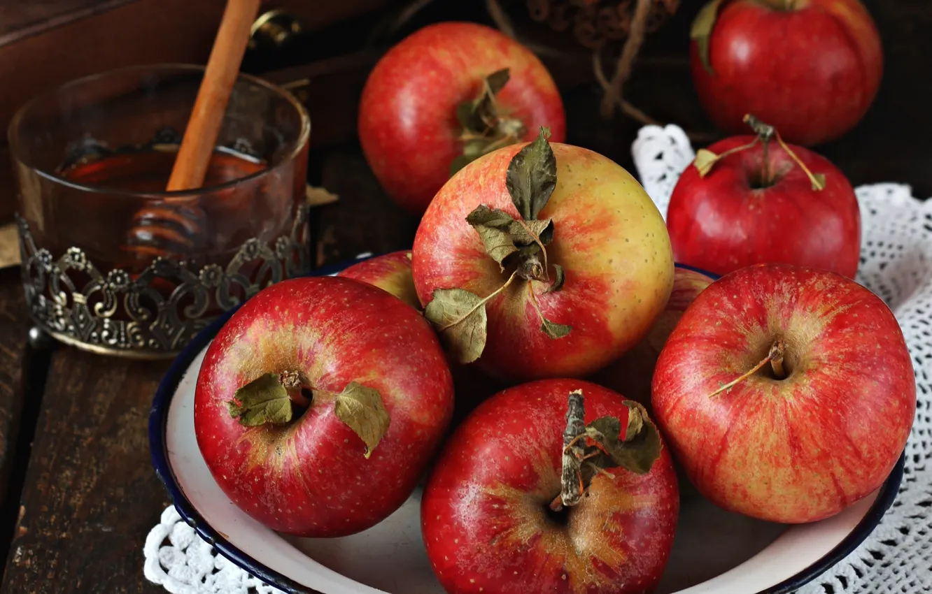 Photo wallpaper apples, honey, fruit