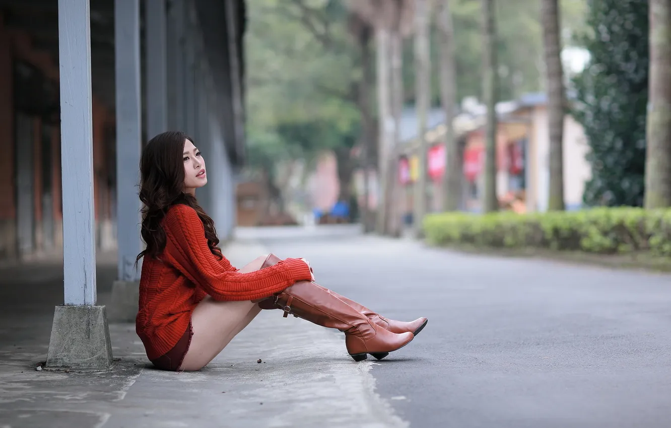 Photo wallpaper girl, pose, Asian