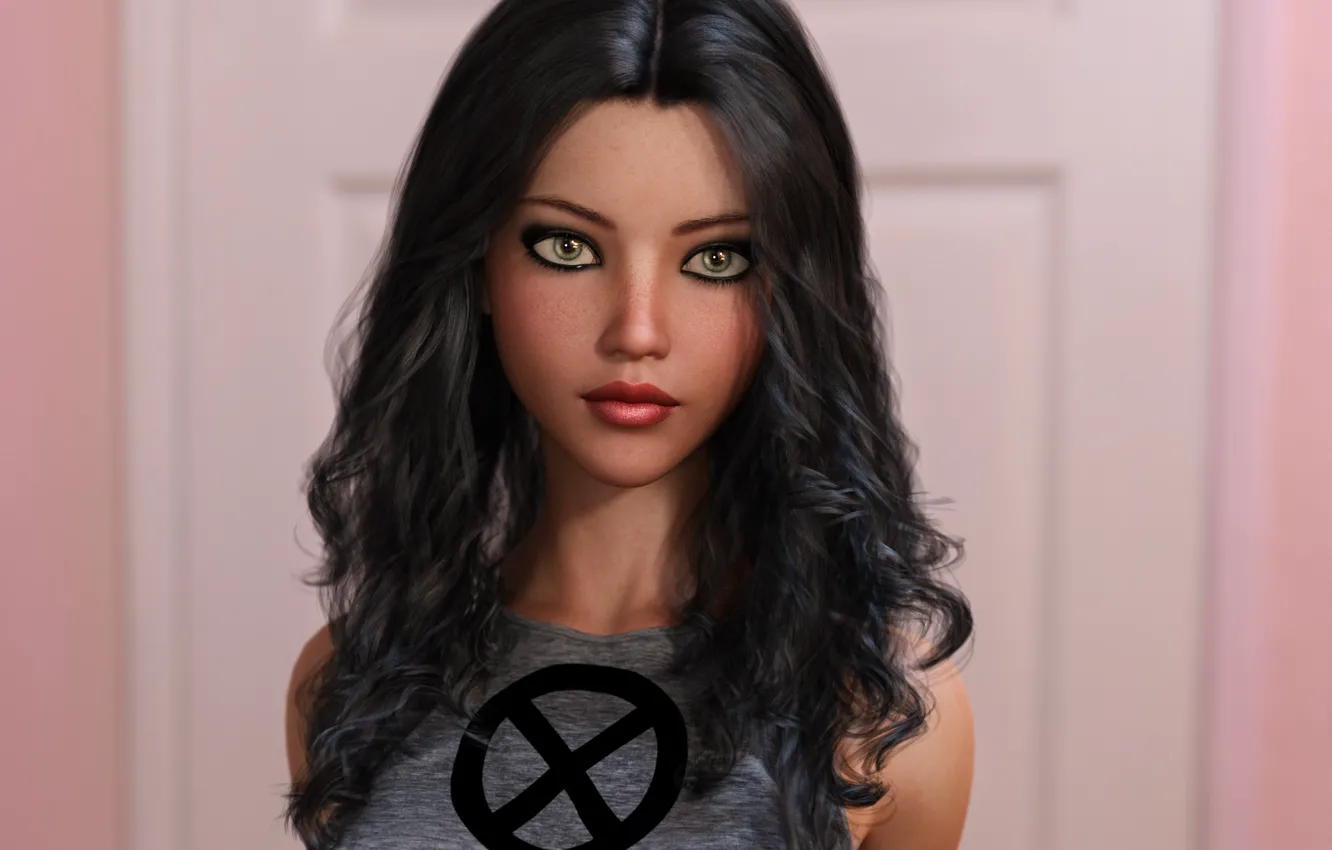 Photo wallpaper look, girl, brown hair