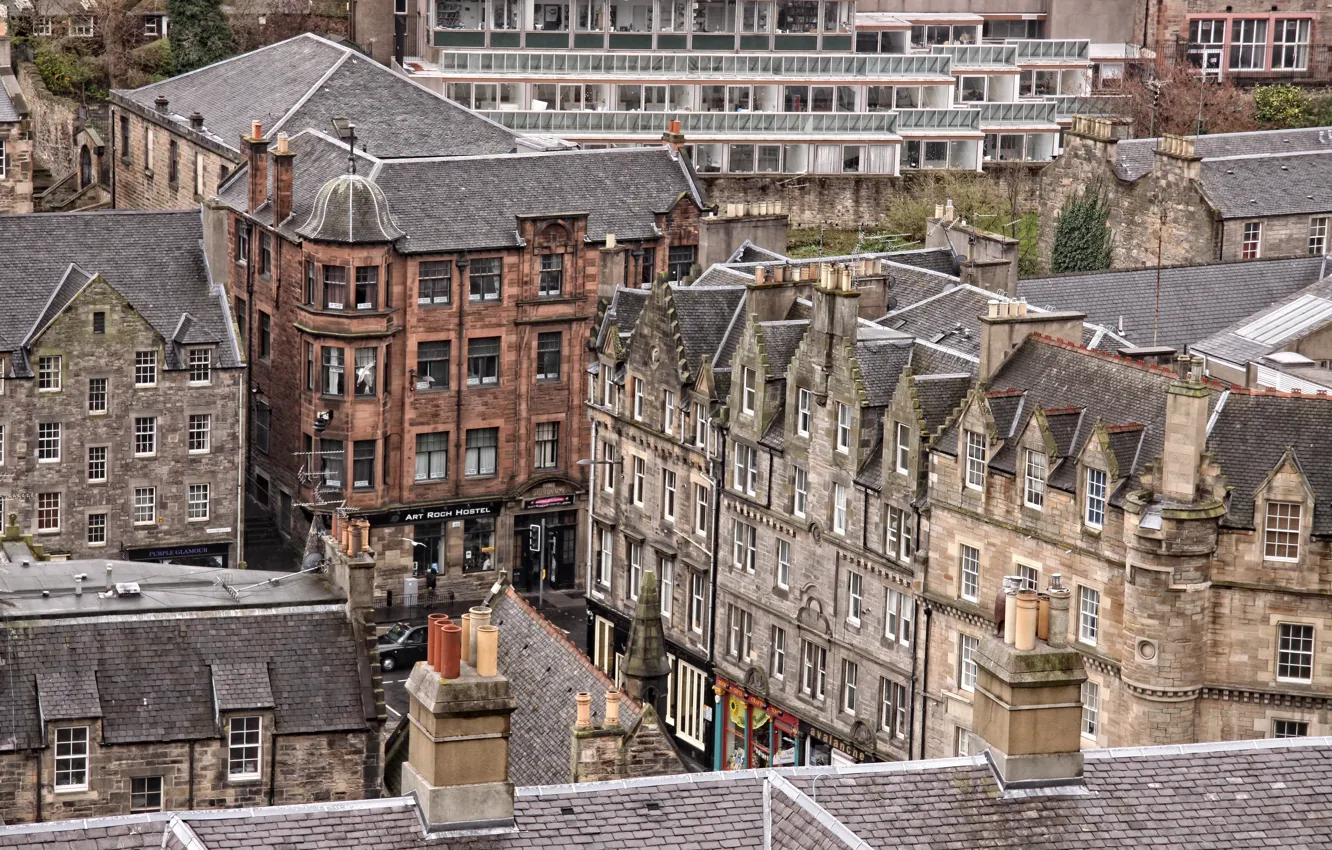 Photo wallpaper building, home, Scotland, panorama, panorama, Scotland, Edinburgh, Edinburgh