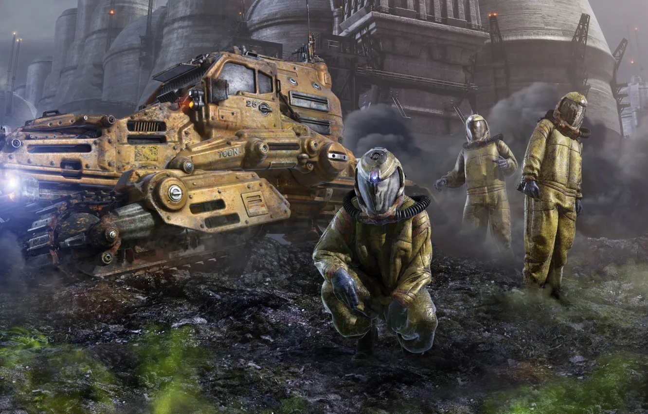 Photo wallpaper machine, space, fiction, people, ship, planet, the suit, base