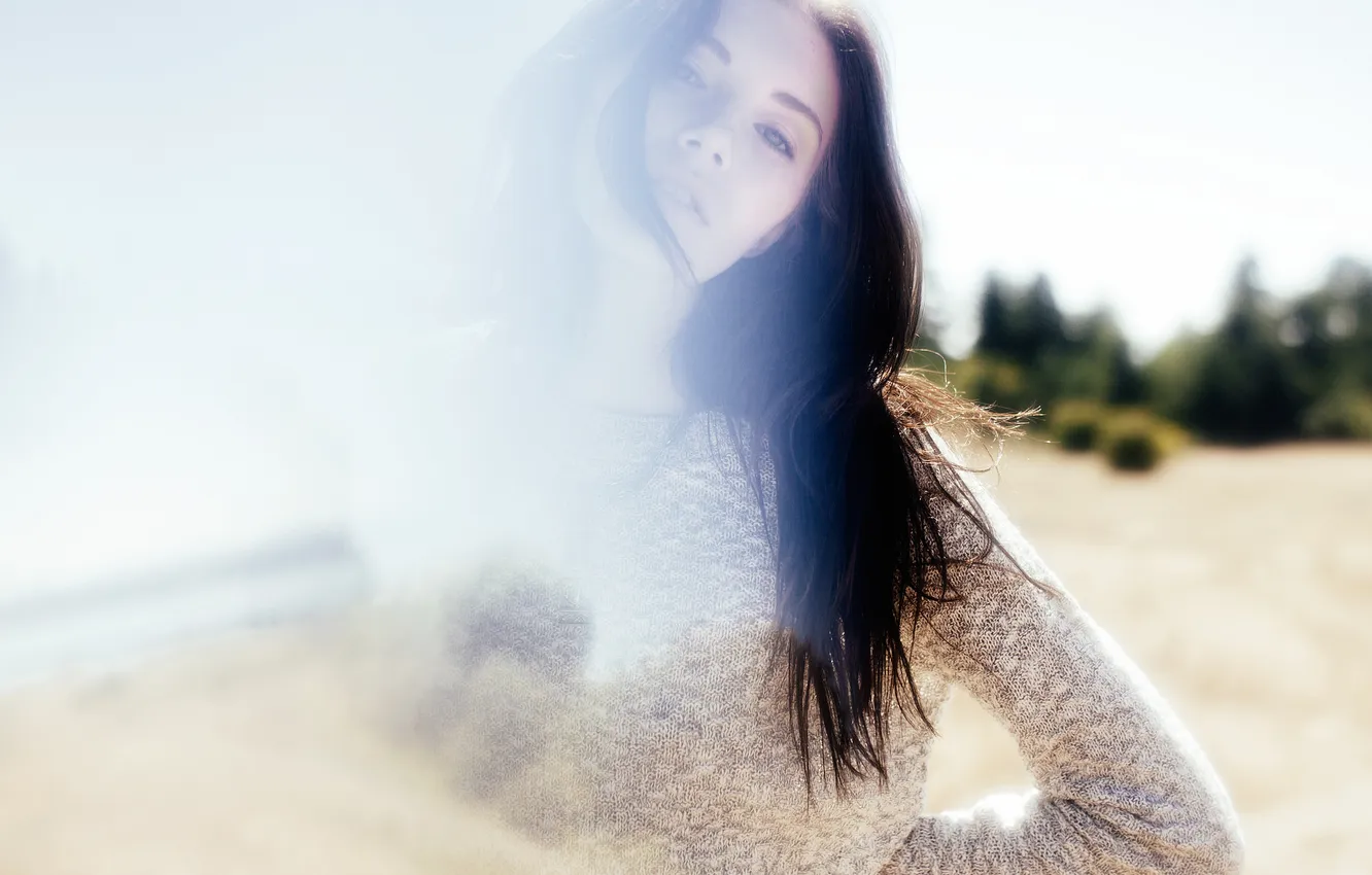 Photo wallpaper look, girl, brunette