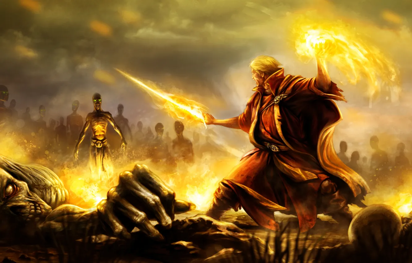 Photo wallpaper lights, art, MAG, battle, Zsolt Kosa