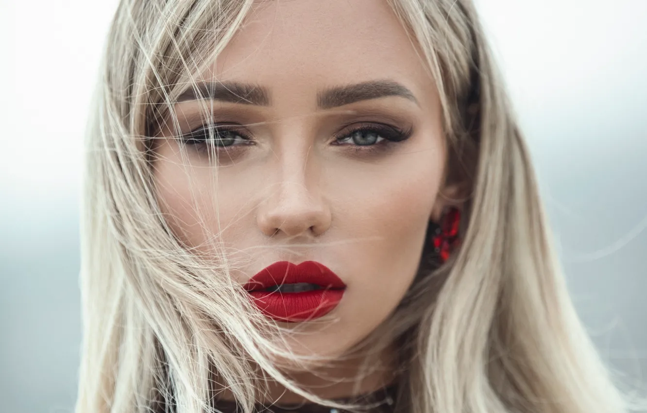 Photo wallpaper look, close-up, face, model, portrait, makeup, hairstyle, blonde