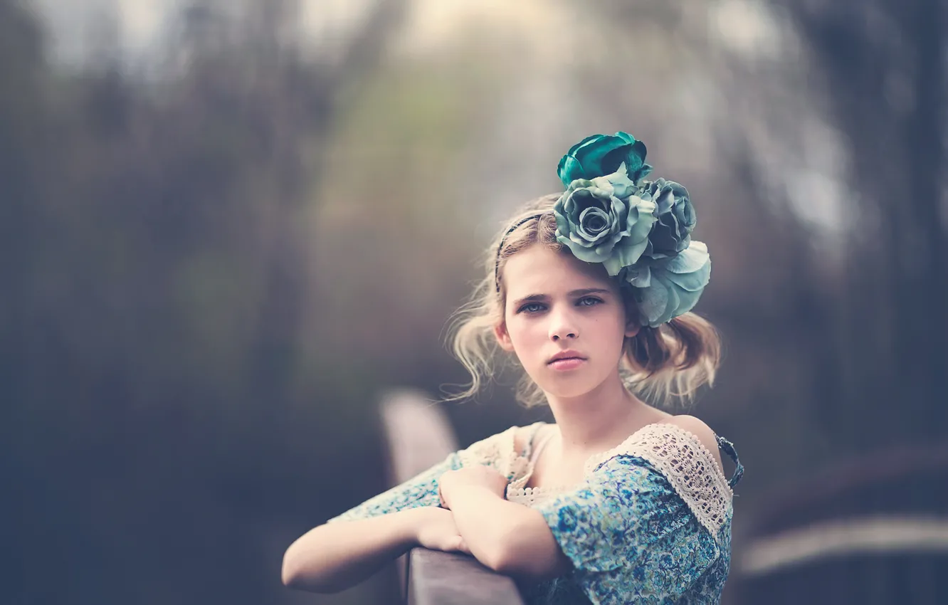 Photo wallpaper flowers, mood, girl