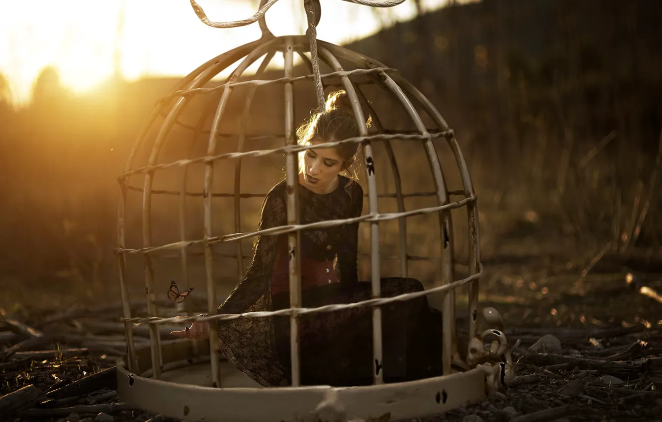 Photo wallpaper girl, the situation, cell