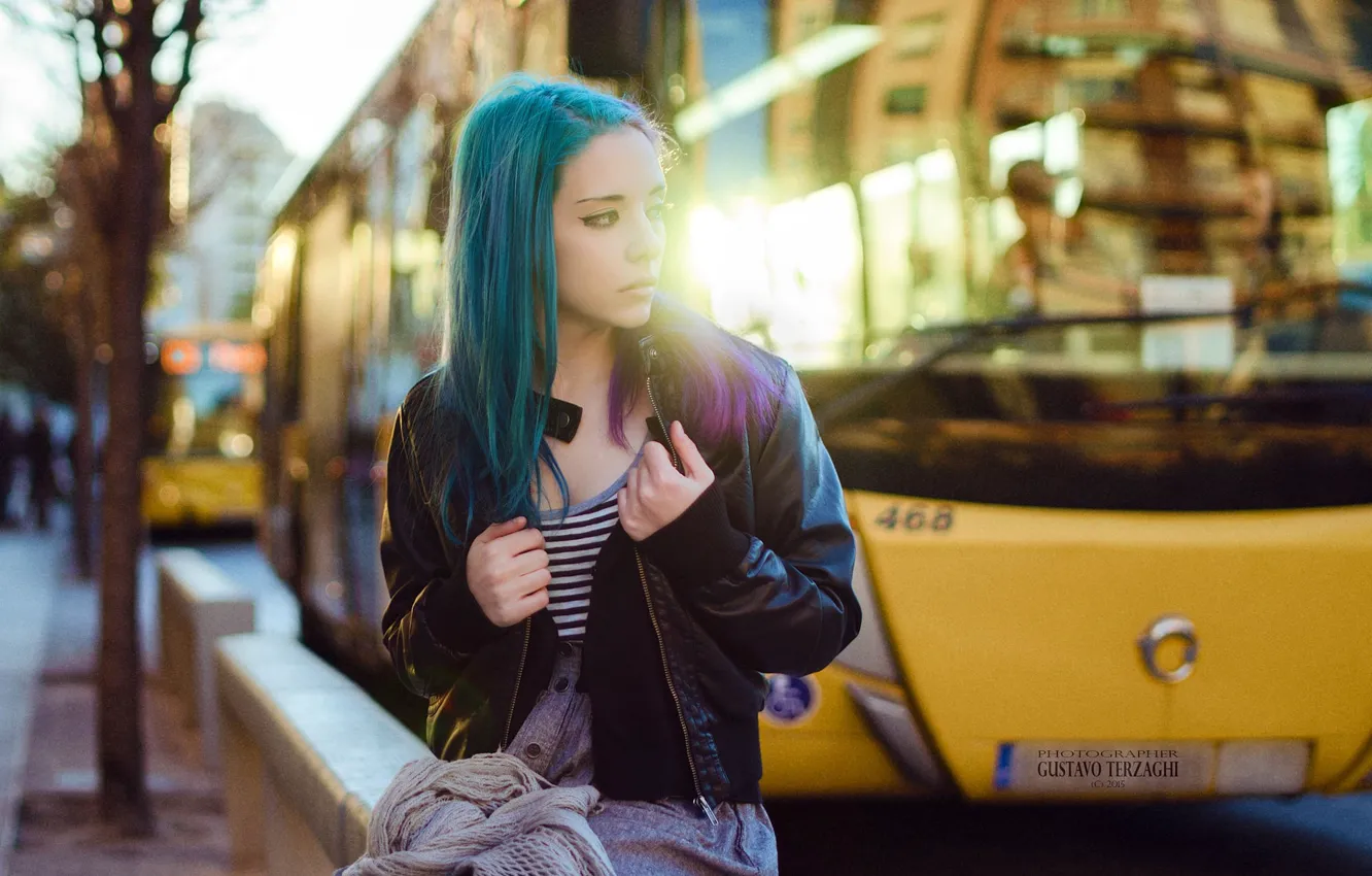 Photo wallpaper road, girl, pose, model, skirt, portrait, makeup, Mike