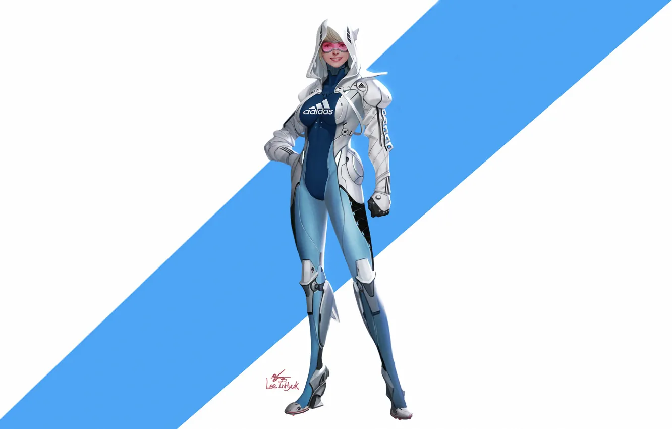 Photo wallpaper girl, minimalism, figure, art, Adidas, girl, fantasy, cyborg