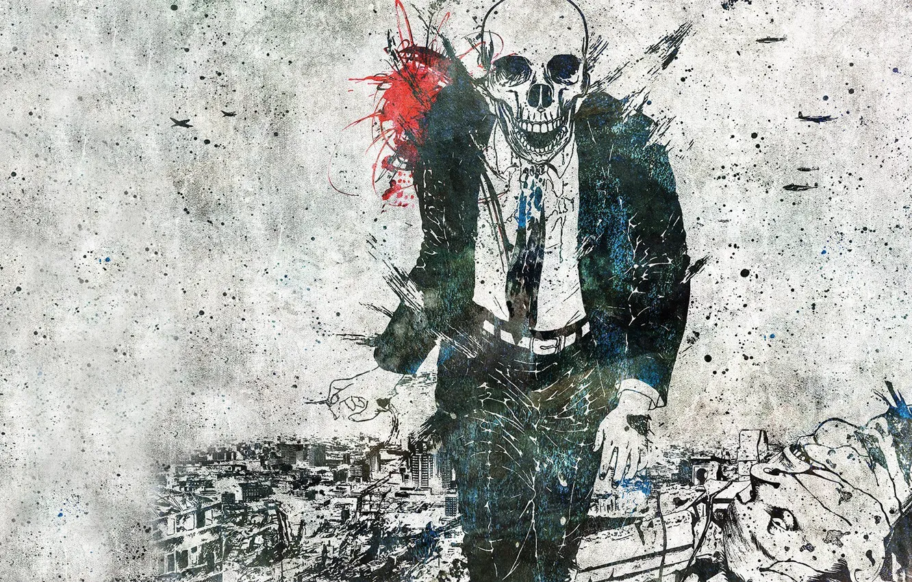 Photo wallpaper skull, costume, zombies, bombers