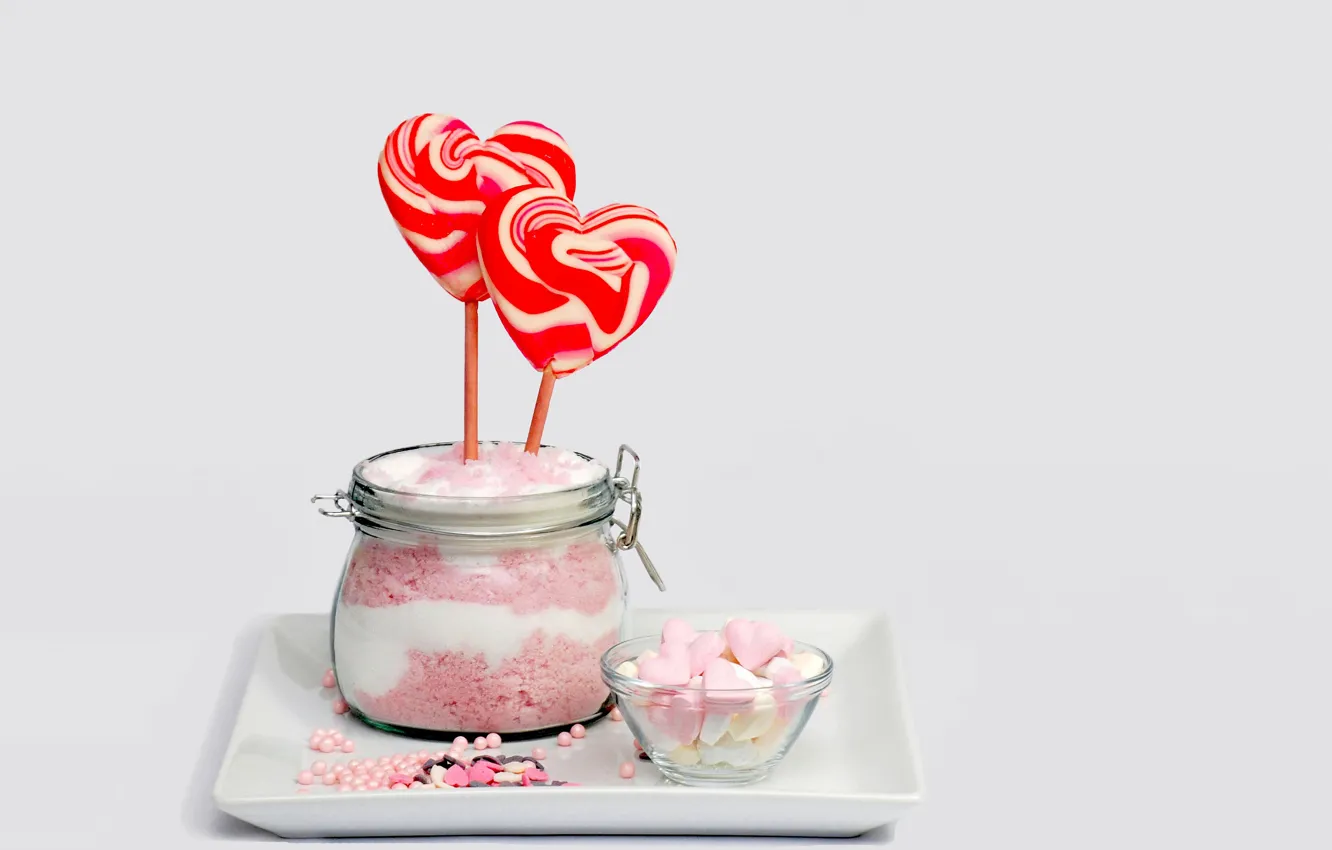 Photo wallpaper heart, candy, Lollipop, dessert