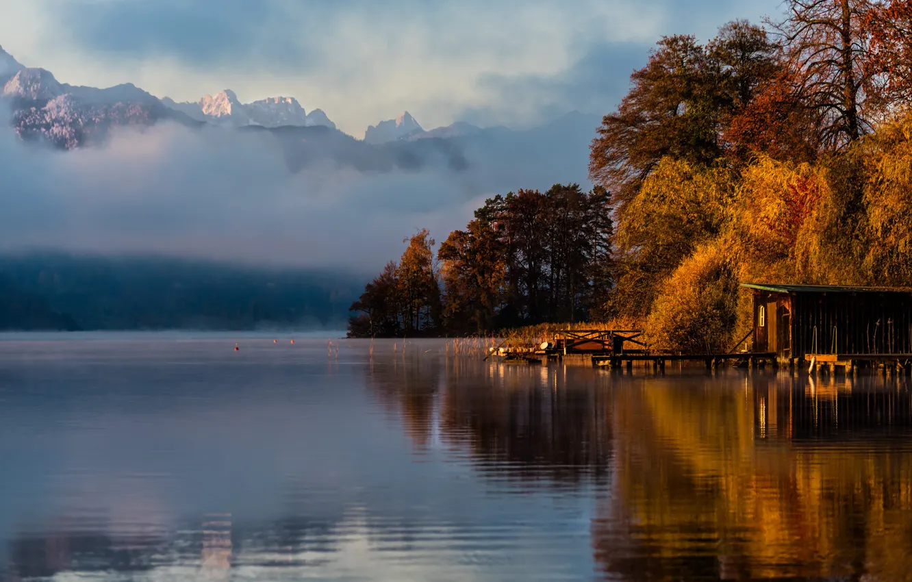 Photo wallpaper autumn, trees, landscape, lake, beautiful