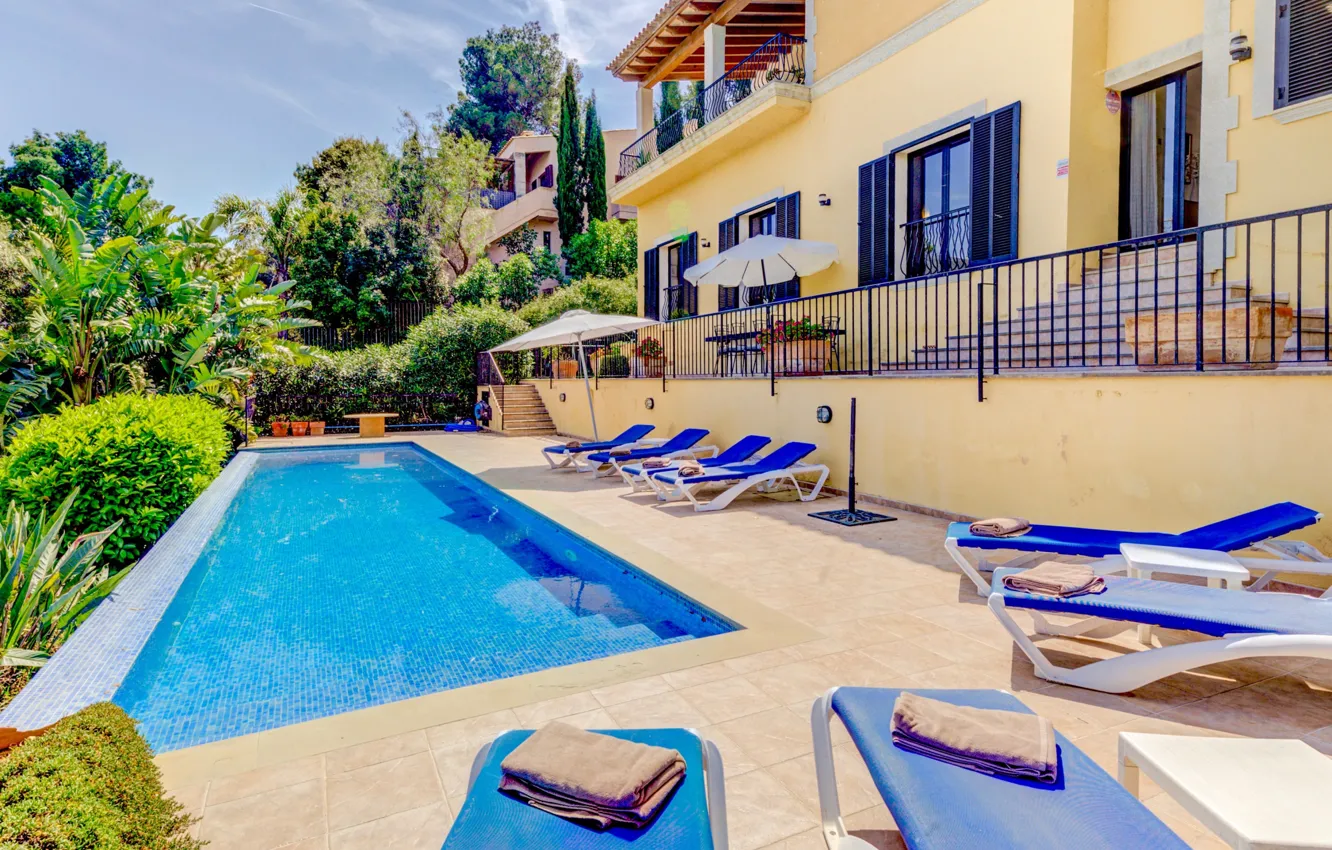Photo wallpaper greens, summer, Villa, pool, architecture, terrace, Villa Oronella, Port of Pollenca