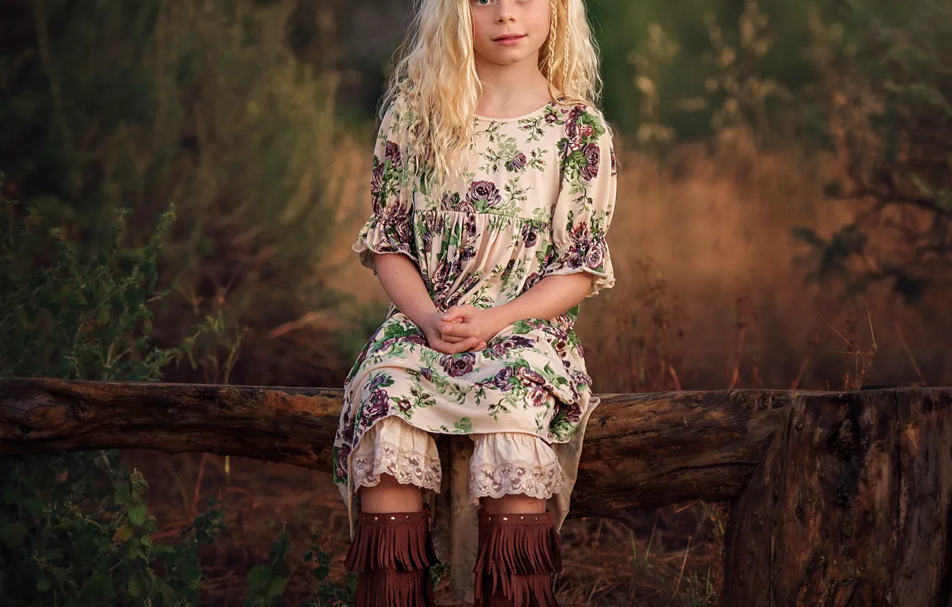 Photo wallpaper boots, dress, girl, braids, curls, Waiting, Country Girl, Edie Layland