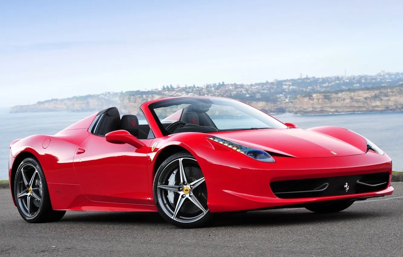 Photo wallpaper the sky, red, Ferrari, Italy, panorama, Ferrari, supercar, 458