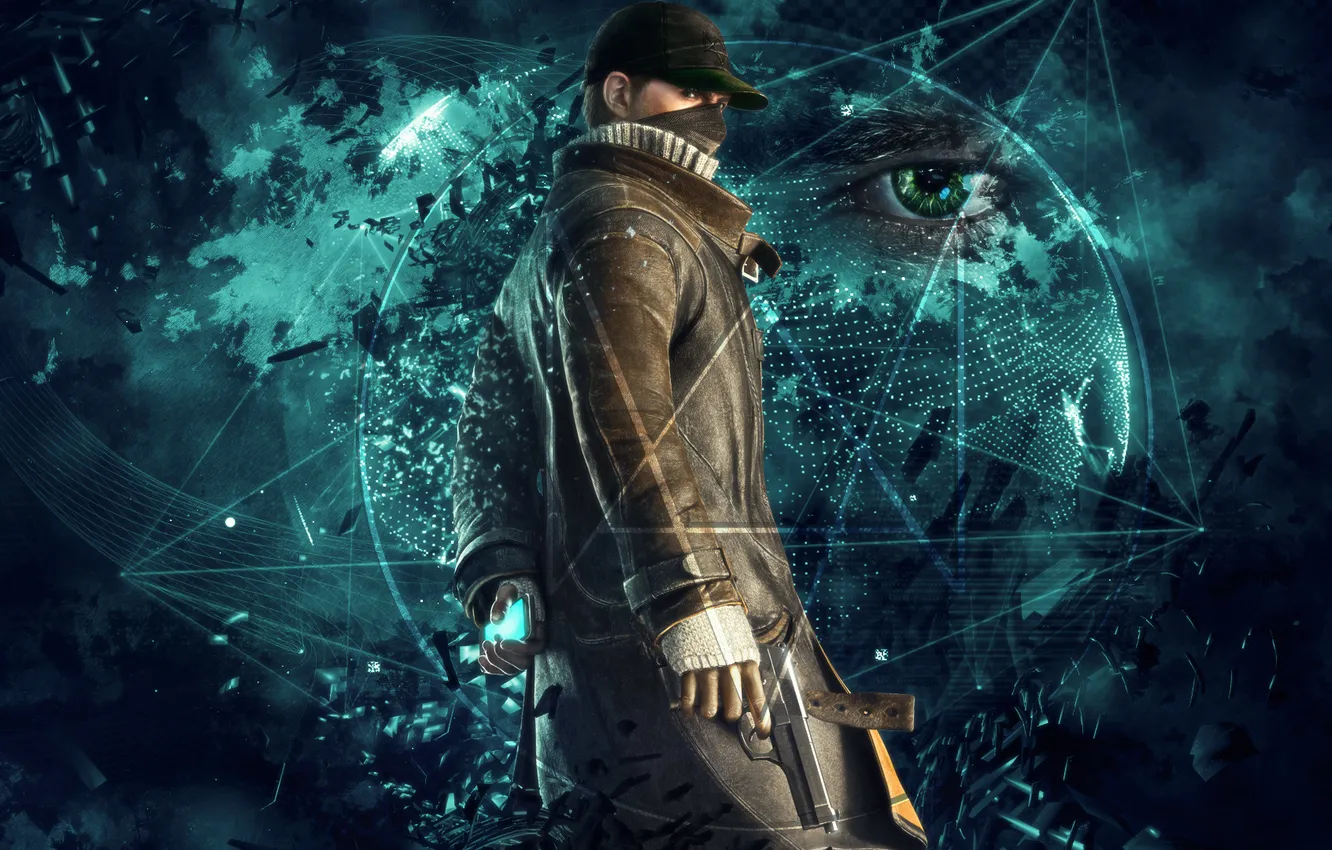 Photo wallpaper Abstract, Ubisoft, Connection, Watch Dogs, Ubisoft Montreal, Link, Aiden Pearce, Eye