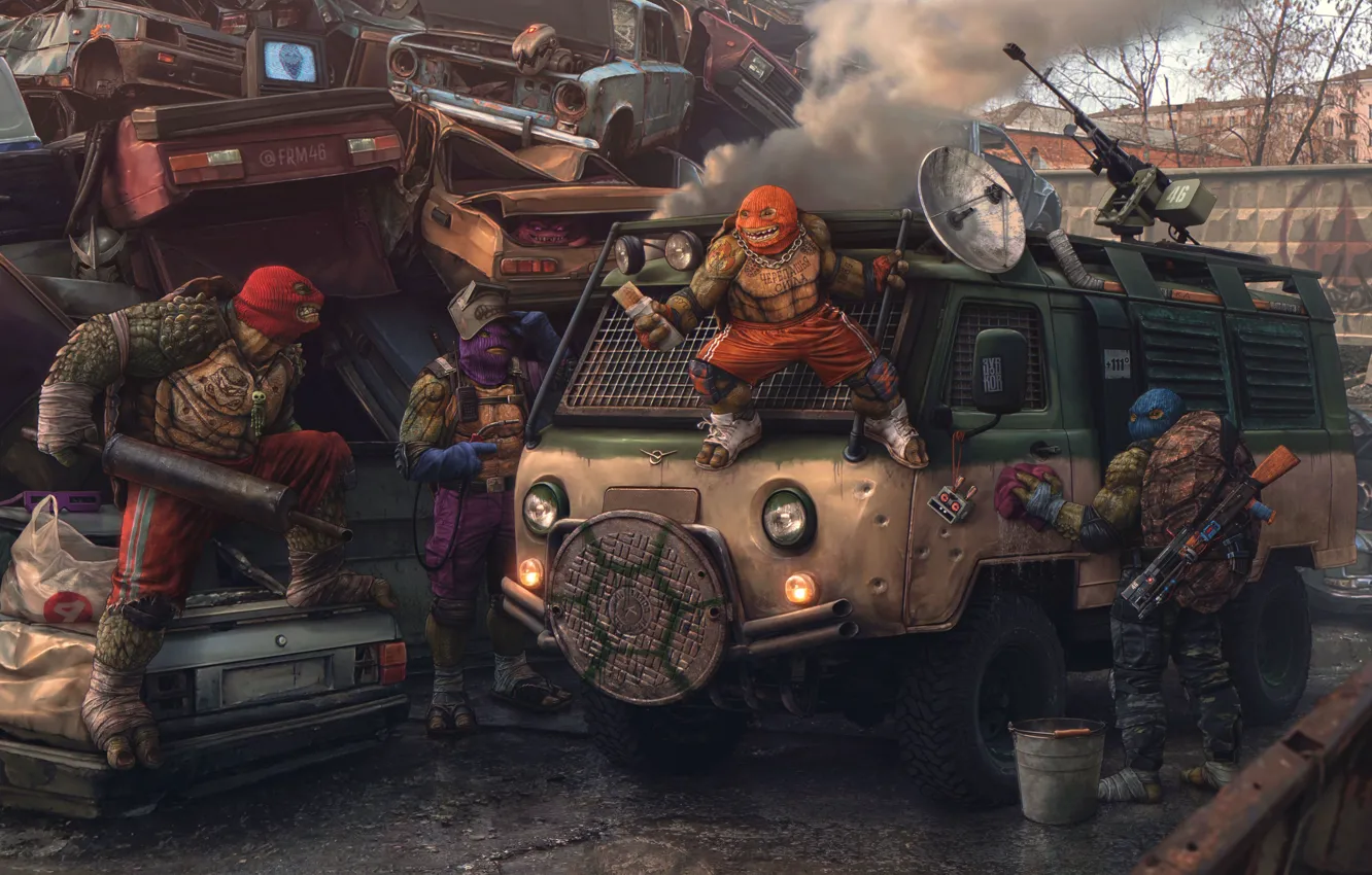 Photo wallpaper Raphael, Leonardo, Donatello, Teenage Mutant Ninja Turtles, teenage mutant ninja turtles, Mikelangelo