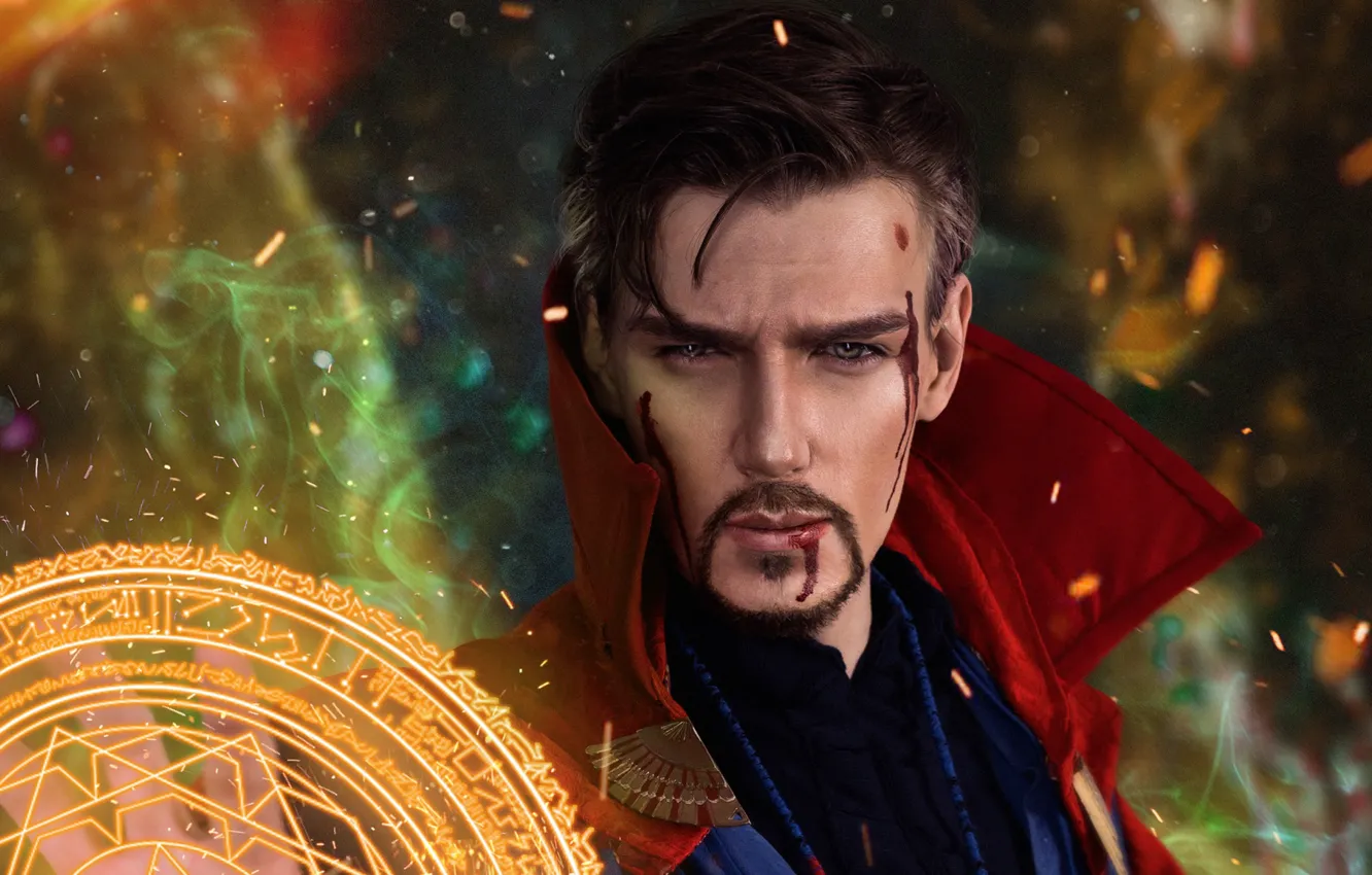 Photo wallpaper look, blood, art, Doctor Strange, 3D Graphics, Doctor Strange