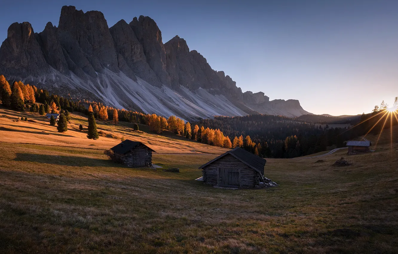 Photo wallpaper autumn, mountains, valley