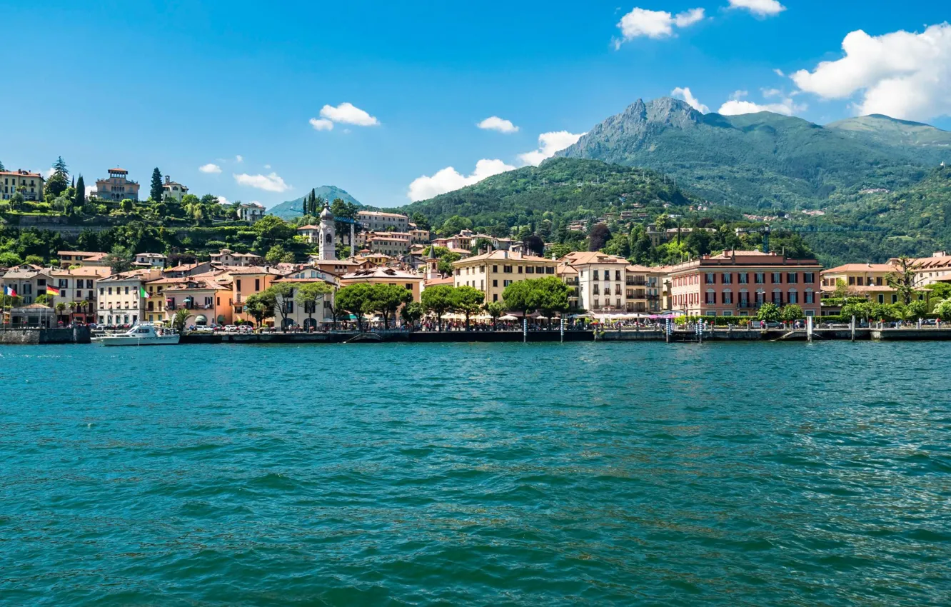 Photo wallpaper mountains, lake, home, Italy, Lombardy, Como