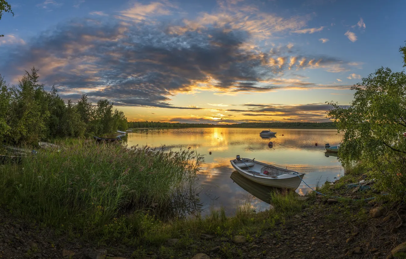 Wallpaper shore, boat, pond for mobile and desktop, section пейзажи