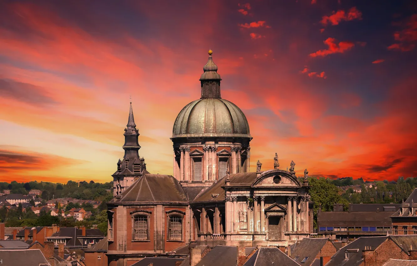 Photo wallpaper the sky, sunset, Church, the dome