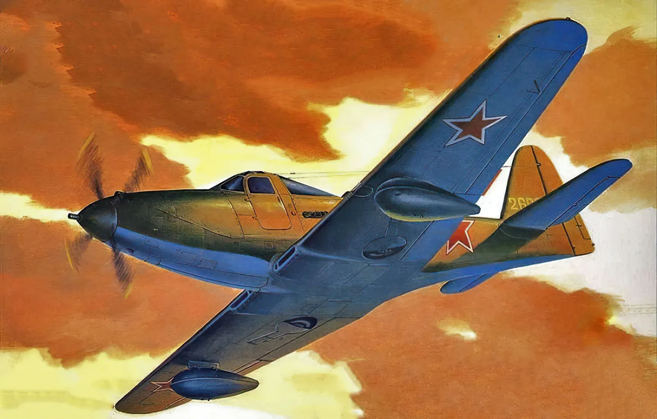 Photo wallpaper art, airplane, aviation, ww2, P-63 KingCobra