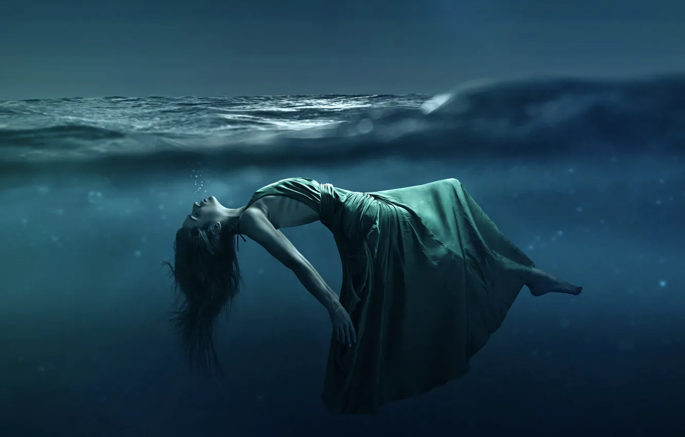 Photo wallpaper water, surface, bubbles, mood, dress