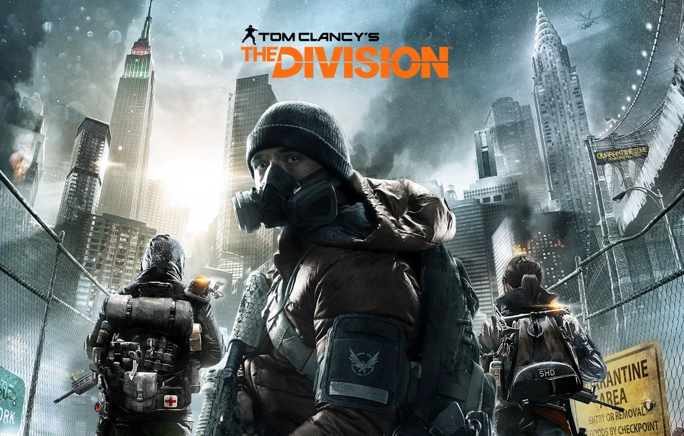 Photo wallpaper soldiers, gas mask, Tom Clancy's, The Division