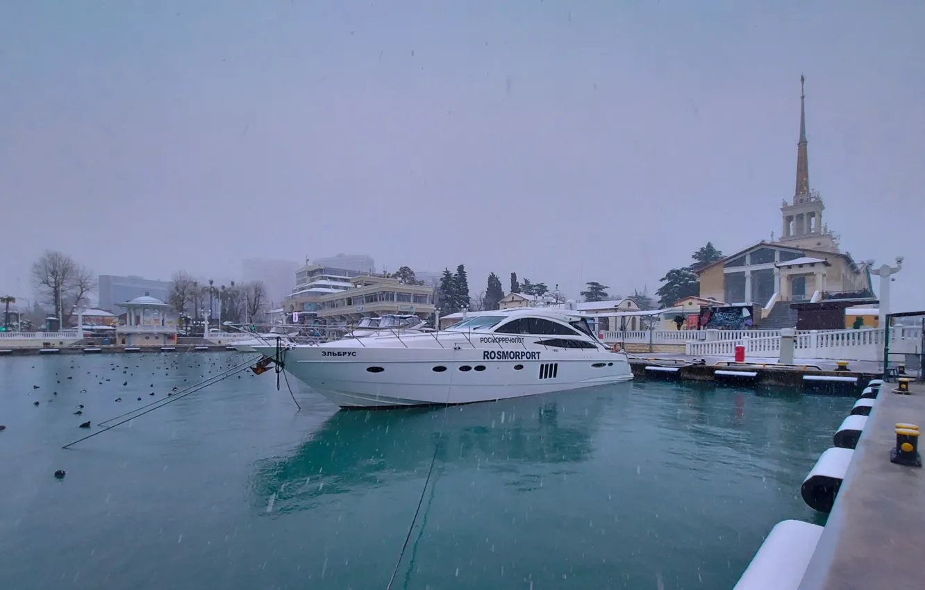 Photo wallpaper winter, snow, Sochi, February