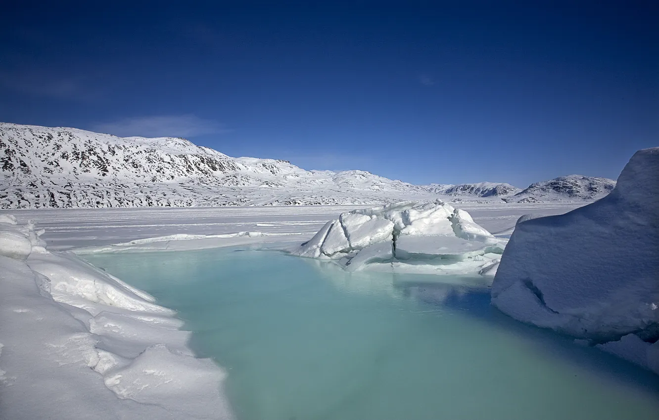Photo wallpaper snow, mountains, nature, lake, glacier