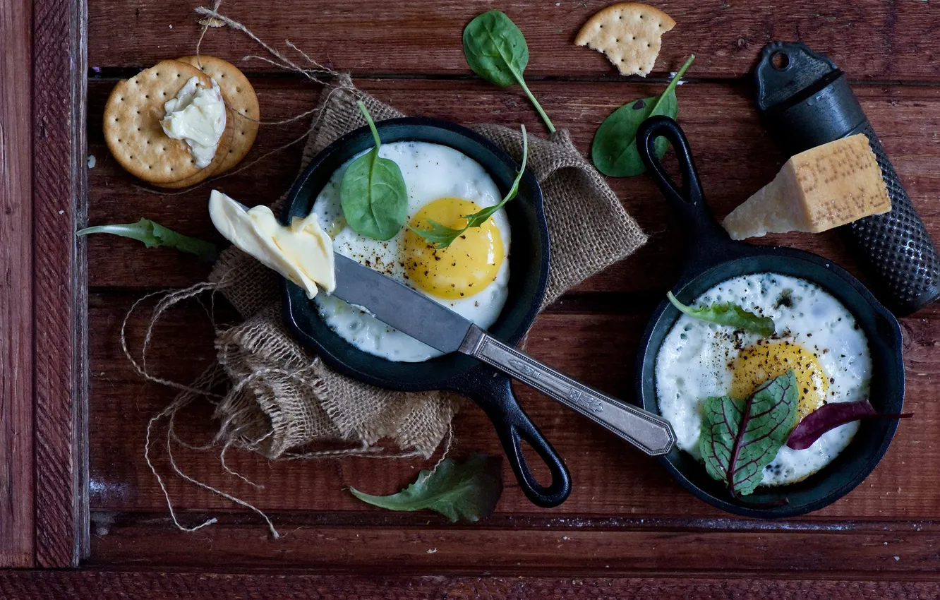 Photo wallpaper greens, oil, scrambled eggs