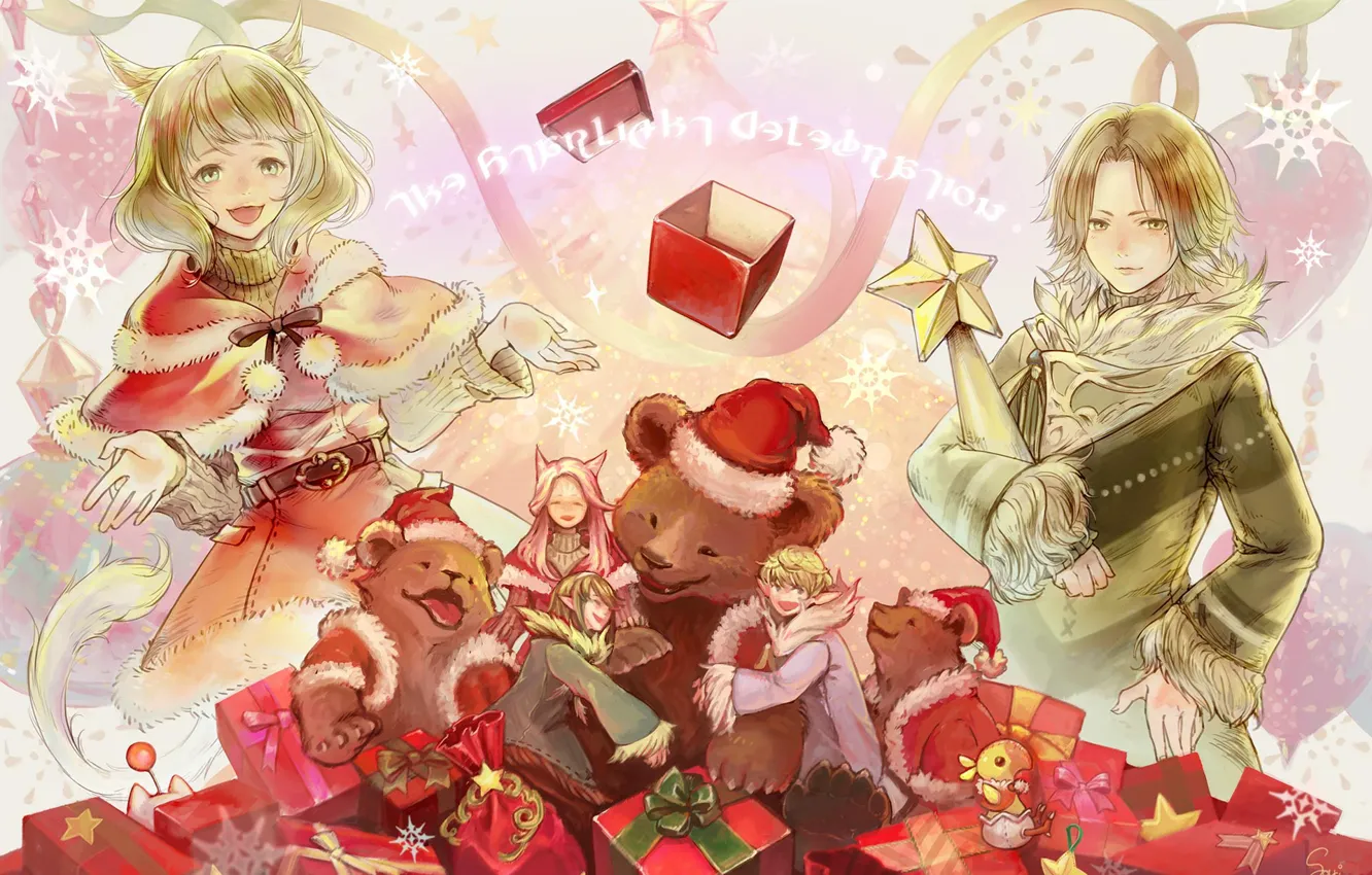 Photo wallpaper art, final fantasy xiv, Christmas