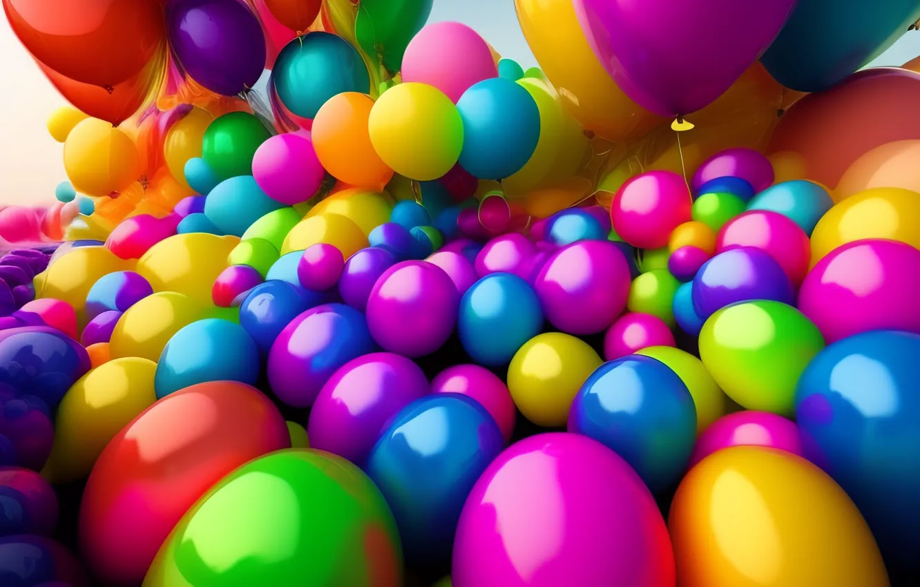 Photo wallpaper balls, balloons, birthday, holiday, balls, Shine, new year, Christmas