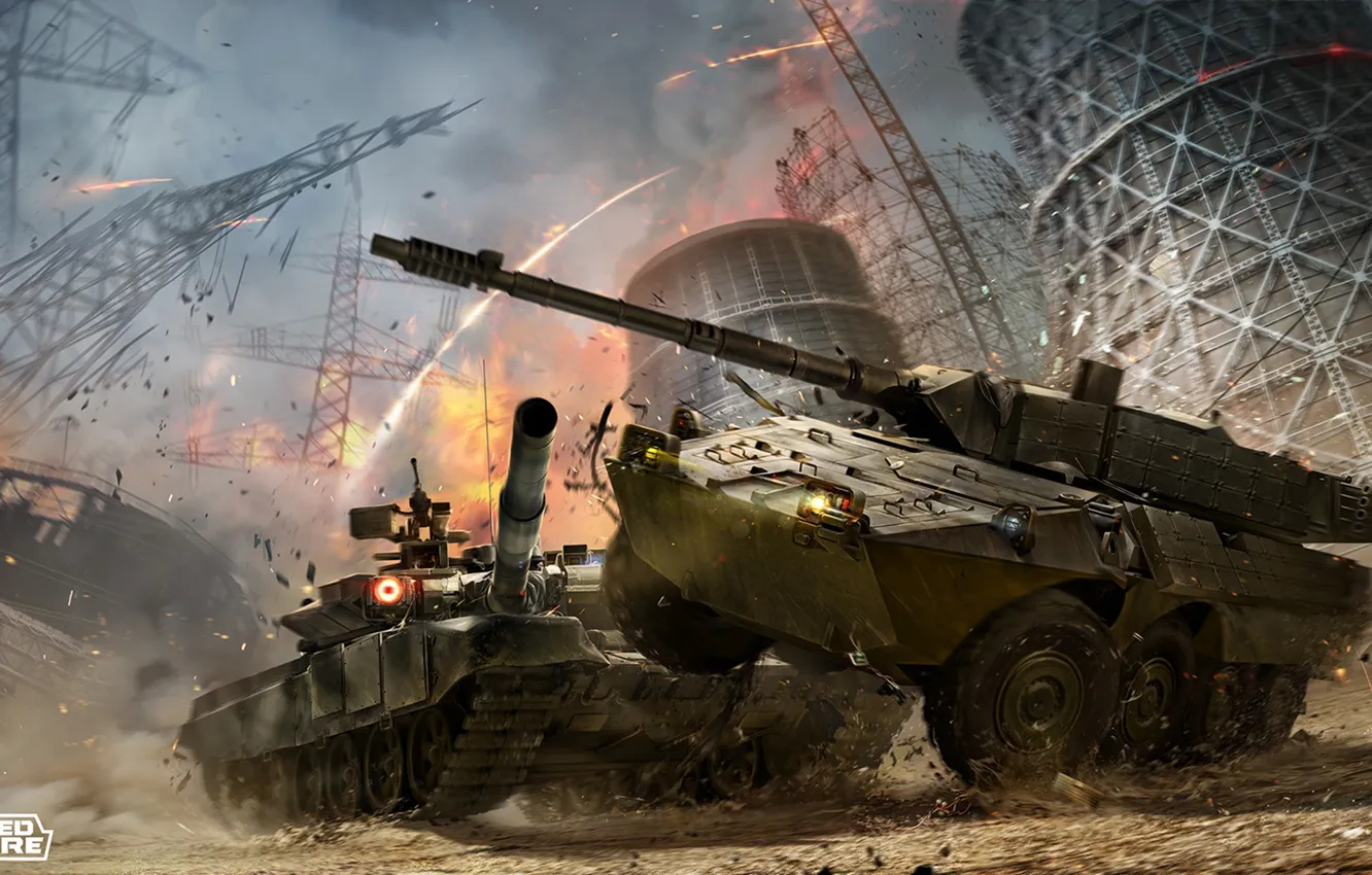 Photo wallpaper art, destruction, tank, fight, Armored Warfare